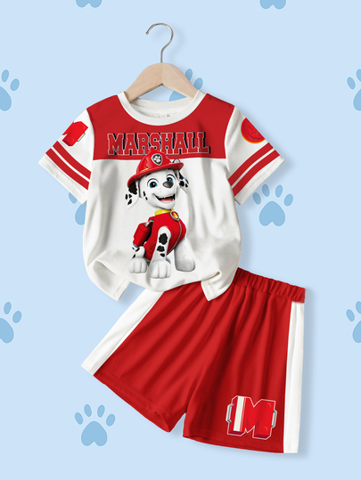 SHEIN | PAW Patrol Young Boy Round Neck Short Sleeve T-Shirt And Shorts Casual Set
