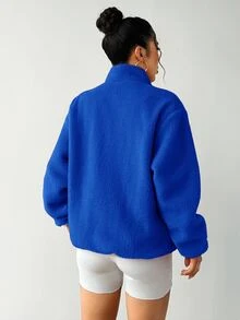 Exploreva Exploreva 休闲撞色拼接保暖运动夹克，户外抓绒外套，秋冬季 - 水鴨藍 - 查看 8