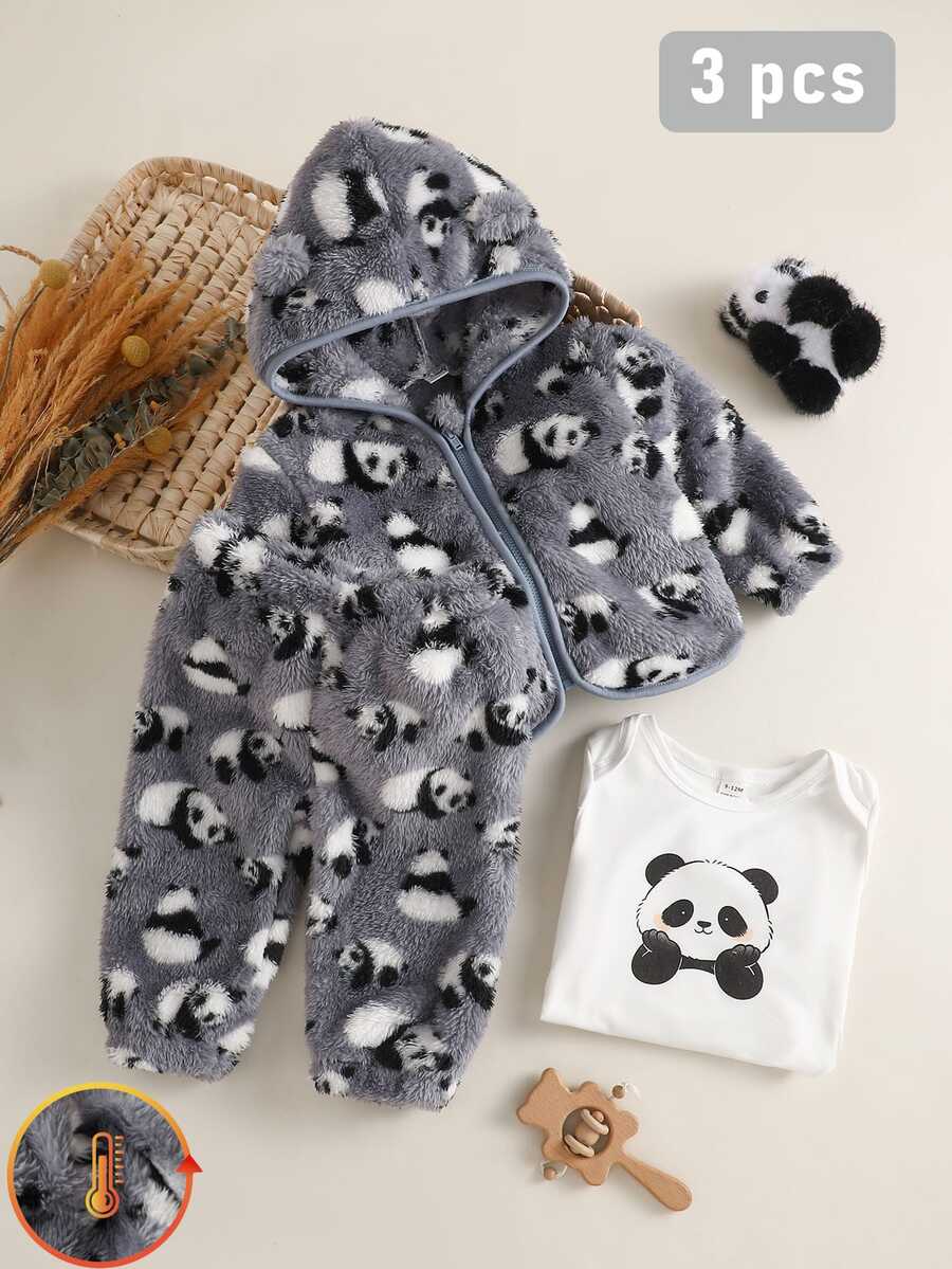SHEIN Vintaside Kids Set 3 Buah Boneka Panda Lucu Dua Sisi untuk Bayi Laki-laki