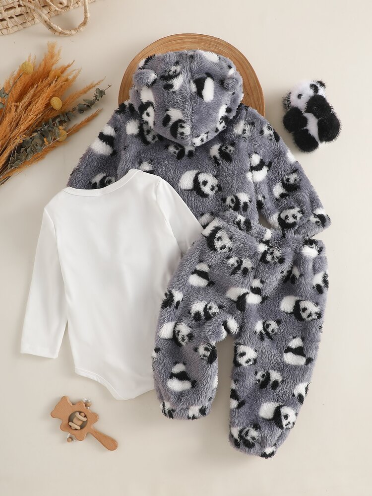 SHEIN Vintaside Kids Set 3 Buah Boneka Panda Lucu Dua Sisi untuk Bayi Laki-laki - Grey - View 2