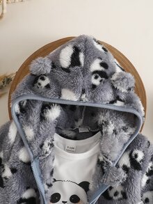 SHEIN Vintaside Kids Cute Panda Double-Sided Plush 3 Pieces Set For Baby Boys - Grey - View 4