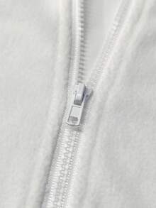 Franclia Off-White 女款休閒基礎長袖拉鍊夾克，標準版型，適合健身、日常、秋季健身房穿著 - 白色 - 查看 3