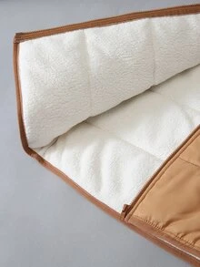 SHEIN 3件組兒童青少年男孩秋冬可愛休閒百搭保暖內裡加厚背心外套、卡其色條紋運動衫、運動慢跑長褲套裝，適合室內、戶外、日常穿著與玩耍 - 杏色 - 查看 7