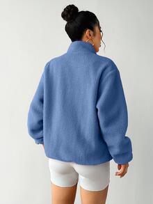 Exploreva Exploreva Women's Contrast Color Zipper Long Sleeve Sports Jacket, Fashionable For Autumn/Winter - Royal Blue - View 8