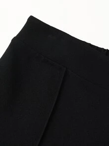 SHEIN LUNE Plus Size Women's Fashion Minimalist Slimming Casual Versatile Wide Leg Pants Fall Cloth For Women - Black - View 7