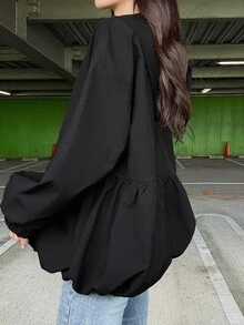 FRIFUL Women's Korean Autumn Solid Color Hooded Jacket For Middle-Aged Women - Black - View 8