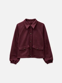 Nöista  Suede Jacket, Button Front And Flap Pockets. Fall,Autumn Winter, Halloween, Layering, Everyday Look, Outerwear, Event, Office, Back To School.. - Burgundy - View 6