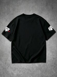 Manfinity EMRG Kaos Pria Motif Digital Kasual untuk Pemakaian Sehari-hari - Hitam - View 2