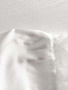 SilkySpell Fuzzy Trim Belted Satin Robe Luxeloungewear, Fall & Winter Cozy And Elegant - White - View 6