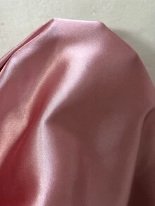 Crystal Vow Contrast Fuzzy Panel Belted Satin Robe Luxeloungewear, Fall, Winter - Pink - View 6