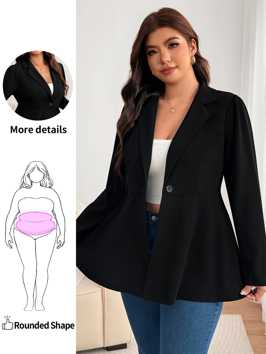 Enliva Plus Size Blazers Work Wear Women - Black - View 1