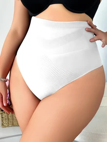 SHEIN 無縫大尺碼塑身褲 1件裝 - 白色 - 查看 5