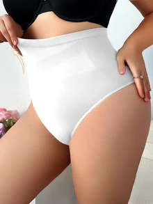 SHEIN 無縫大尺碼塑身褲 1件裝 - 白色 - 查看 4