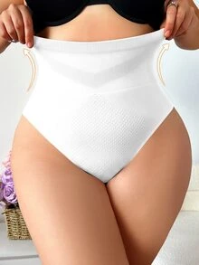 SHEIN 無縫大尺碼塑身褲 1件裝 - 白色 - 查看 3