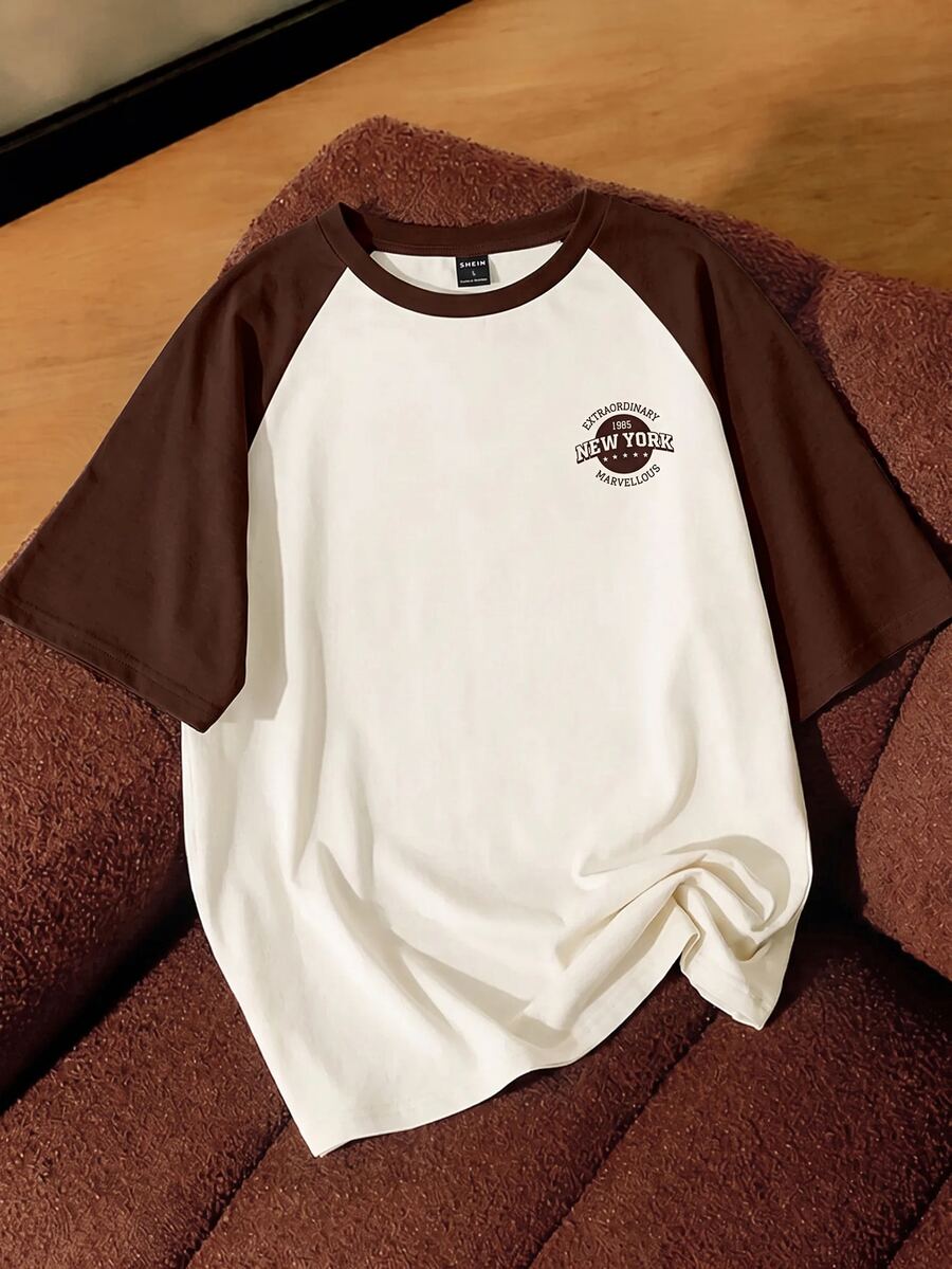 Daypath Men's Casual Letter Print Raglan Sleeve Short Sleeve T-Shirt, Summer - Multicolor - View 1