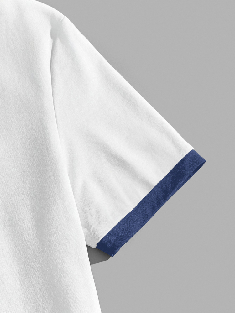Manfinity Joysei Men's Casual Patchwork T-Shirt With Shell, Starfish, Hibiscus Flower Patterns, Suitable For Summer Outings - White - View 7