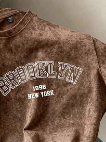 Daypath Men's 60% Cotton Washed Brown Short Sleeve T-Shirt - Brown - View 2