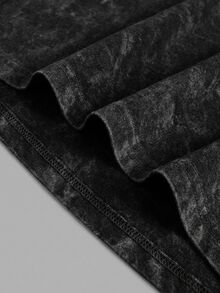 Daypath Standard Size Men's Washed Black T-Shirt With White Sleeve Trim Design - Black - View 6