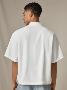 SWAVVY Standard Size Men's White Oversized Short Sleeve Shirt - White - View 2
