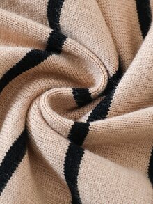 Young Girls Winter New High Neck Heart Knit Sweater, Fashion Casual Khaki Chunky Knit Pullover - Khaki - View 6