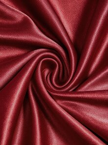 Elenzga Women's Overlap V-Neck Solid Color Short Sleeve Button Decor Fishtail Hem Dress - Burgundy - View 2