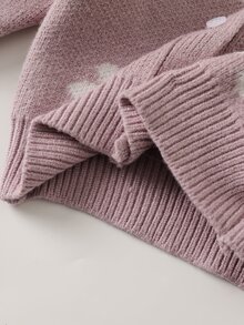 SHEIN Baby Girls Autumn/Winter Knitted Cardigan Fashion New Arrival. Light Purple Tone Classical Elegant - Mauve Purple - View 5