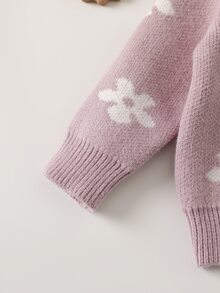 SHEIN Baby Girls Autumn/Winter Knitted Cardigan Fashion New Arrival. Light Purple Tone Classical Elegant - Mauve Purple - View 4