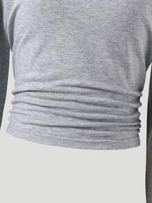 SHEIN Sparklyn TweenGirls Casual Versatile Round Neck Long Sleeve Fitted Cropped Ruched Solid Color Sweatshirt Waist Hem Short Autumn Fall - Grey - View 8