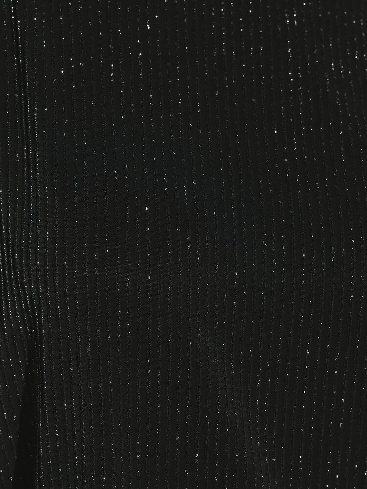 KSTM Sparkle Glitter Ribbed Batwing Long Sleeve Boat Neck Blouse Holiday Party Festive Oversized Top - Black - View 7