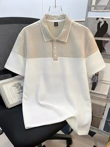 Daypath Men's Casual Commuting Contrast Color Textured Fabric Short Sleeve Polo Shirt, Summer - Multicolor - View 2
