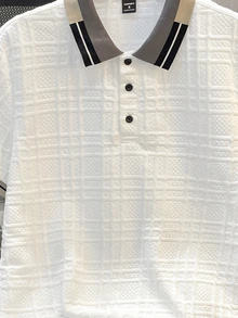 Manfinity Joysei 男士条纹短袖休闲提花罗纹 Polo 衫 - 白色 - 查看 5