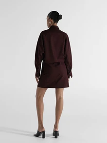 KSTM Blazer Mini Dress With Notch Lapel Collar Long Sleeve Wrap Front Button Detail Tailored Linen Feel Look Party Fall Winter - Brown - View 5