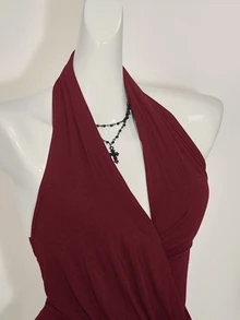 SHEIN ICON 女式不对称下摆立领无袖背心 - 酒紅色 - 查看 7