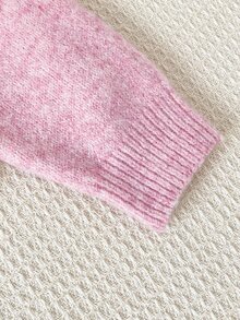 SHEIN 女童鴨子刺繡可愛簡約日常針織套頭毛衣 - 粉色 - 查看 7