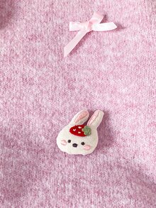 SHEIN 女童鴨子刺繡可愛簡約日常針織套頭毛衣 - 粉色 - 查看 6