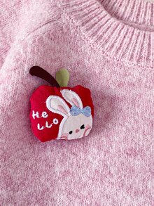 SHEIN 女童鴨子刺繡可愛簡約日常針織套頭毛衣 - 粉色 - 查看 5