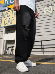 QuarKem Men's Casual Ripped Pocket Simple Denim Jeans, For Daily Wear Going Out Hang Out Party Vacation Street - Black - View 8