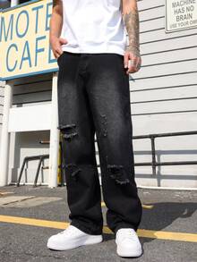 QuarKem Men's Casual Ripped Pocket Simple Denim Jeans, For Daily Wear Going Out Hang Out Party Vacation Street - Black - View 5