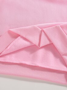 Teen Girl Autumn/Winter Casual Solid Color Thermal Lined Sweatshirt - Pink - View 5