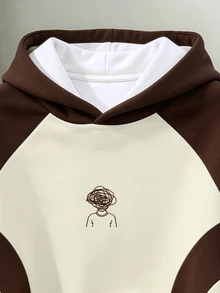 Manfinity Joysei Men's Colorblock Casual Daily Hoodie - Brown - View 3