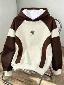Manfinity Joysei Men's Colorblock Casual Daily Hoodie - Brown - View 1