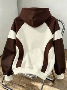 Manfinity Joysei Men's Colorblock Casual Daily Hoodie - Brown - View 2