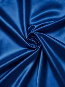 SHEIN LUNE Women's Midnight Elegant Satin Backless Sleeveless Ruffle Dress, Suitable For Evening Parties, Festivals, And Everyday Wear. - Royal Blue - View 5