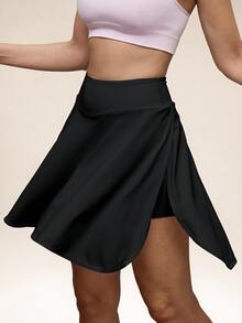 Eassivo Eassivo Women's Sports Skirt For Outdoor Activities, Running, Exercise & Tennis, Anti-Exposure, Cute Ladylike & Lively Black Shorts Athletic Skirt - Black - View 3