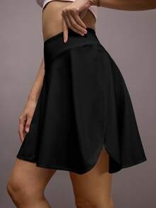 Eassivo Eassivo Women's Sports Skirt For Outdoor Activities, Running, Exercise & Tennis, Anti-Exposure, Cute Ladylike & Lively Black Shorts Athletic Skirt - Black - View 5