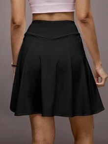 Eassivo Eassivo Women's Sports Skirt For Outdoor Activities, Running, Exercise & Tennis, Anti-Exposure, Cute Ladylike & Lively Black Shorts Athletic Skirt - Black - View 2