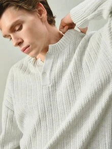 Claim Dot Sweater Kasual Pria Warna Polos, Serbaguna untuk Musim Gugur/Dingin - MultiWarna - View 6
