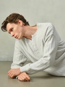 Claim Dot Sweater Kasual Pria Warna Polos, Serbaguna untuk Musim Gugur/Dingin - MultiWarna - View 7