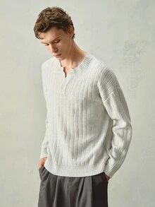 Claim Dot Sweater Kasual Pria Warna Polos, Serbaguna untuk Musim Gugur/Dingin - MultiWarna - View 5