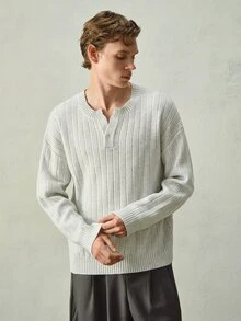 Claim Dot Sweater Kasual Pria Warna Polos, Serbaguna untuk Musim Gugur/Dingin - MultiWarna - View 4